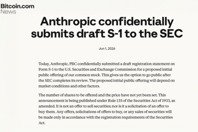 Anthropic Files Confidential S-1 With SEC, Targets IPO at $965B Valuation