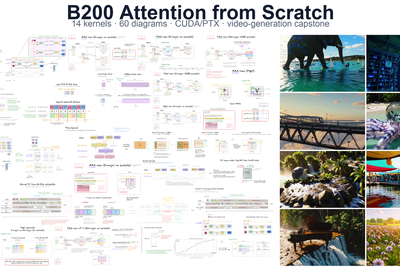 B200 Attention Kernel from Scratch to Near-SOTA in 60 Diagrams