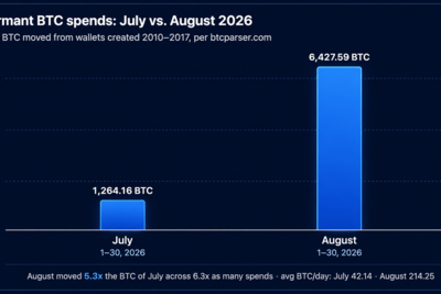 Bitcoin Early Adopters Stir as 6,427 BTC Worth $500M Moves in August