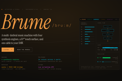 Brume is a 24-voice multi-timbral desktop synth for the CM5