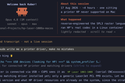 Claude Code Teaching macOS to Natively Print to the HP Laser 1008a