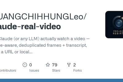 Claude-real-video － any LLM can watch a video