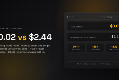 Code mode yields a 99.2% cost reduction in our systems