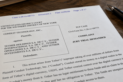 Conduit Sues Tether Over a $2.76M USDT Wallet Frozen for a Year