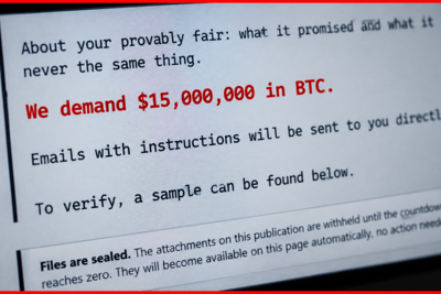 Crypto Casino Gamdom Faces $15M Bitcoin Ransom After Multimillion-Dollar Hack