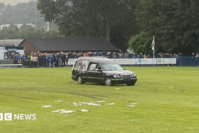 Five charged over football pitch hearse disorder