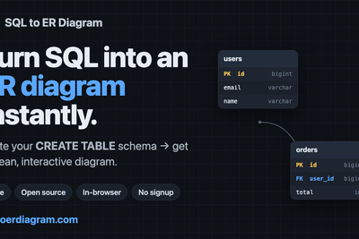 Free SQL→ER diagram tool, runs in the browser, nothing uploaded