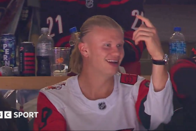Haaland takes in ice hockey before World Cup debut