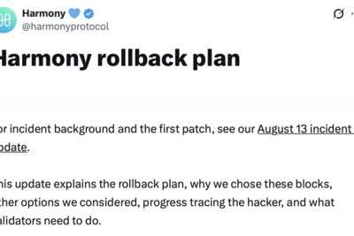 Harmony Protocol to Roll Back Network After Massive Exploit