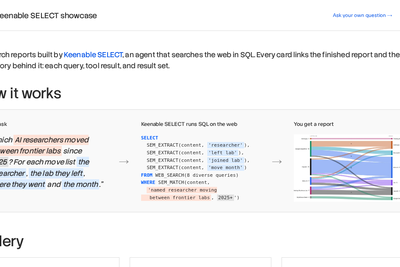 Keenable SELECT: an agent that searches the web in SQL