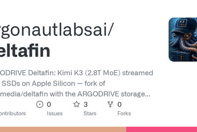 Kimi K3 (2.8T) at 1 token/s on a MacBook Pro, streamed from four SSDs