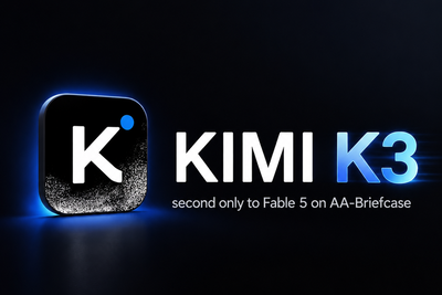 Kimi K3: second only to Fable 5 on AA-Briefcase