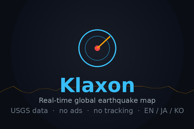 Klaxon a livr earthquake map with no back end