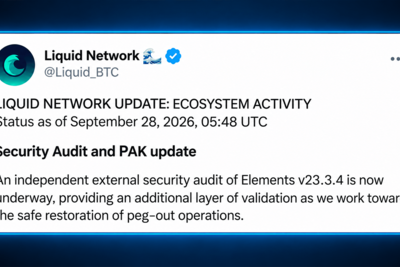 Liquid Network at 86% Backing as Bitcoin Redemption Freeze Drags On