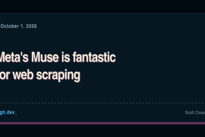 Meta's Muse is fantastic for web scraping