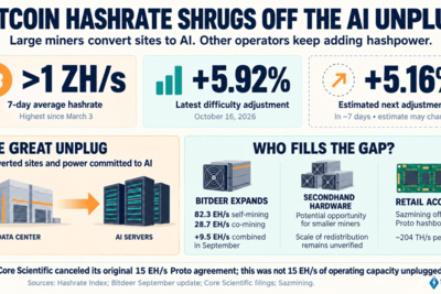 Miner Weekly: Bitcoin Hashrate Shrugs off the AI Unplug, Regaining 1 ZH/s Level