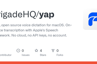 Show HN: Yap – OSS on-device voice dictation for macOS with no model to download