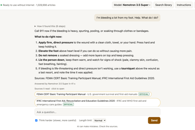Survival LLM: AI assistant and emergency library that runs on your own computer