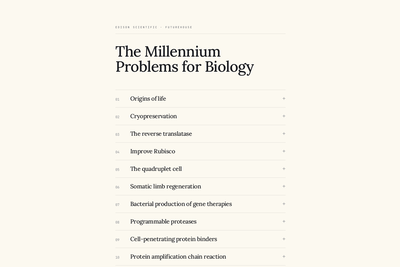 The Millennium Problems for Biology