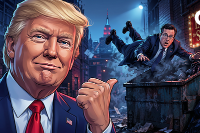 Trump Shares AI Video Tossing Stephen Colbert Into Dumpster After Late Show Finale