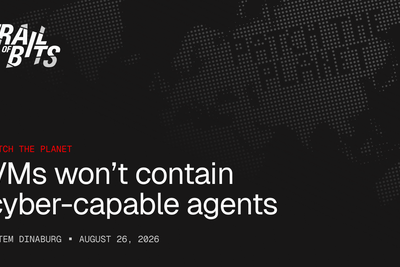 VMs won't contain cyber-capable agents