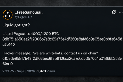 ‘We Are Whitehats’: Nearly 4,000 BTC Drained From Blockstream’s Liquid Peg