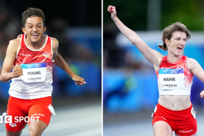 Young and Hahn win England's first athletics golds