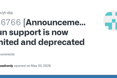 Yt-dlp – [Announcement] Bun support is now limited and deprecated