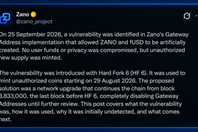 Zano Says Over $200M in Illicit Tokens Led to 30-Day Blockchain Rewind